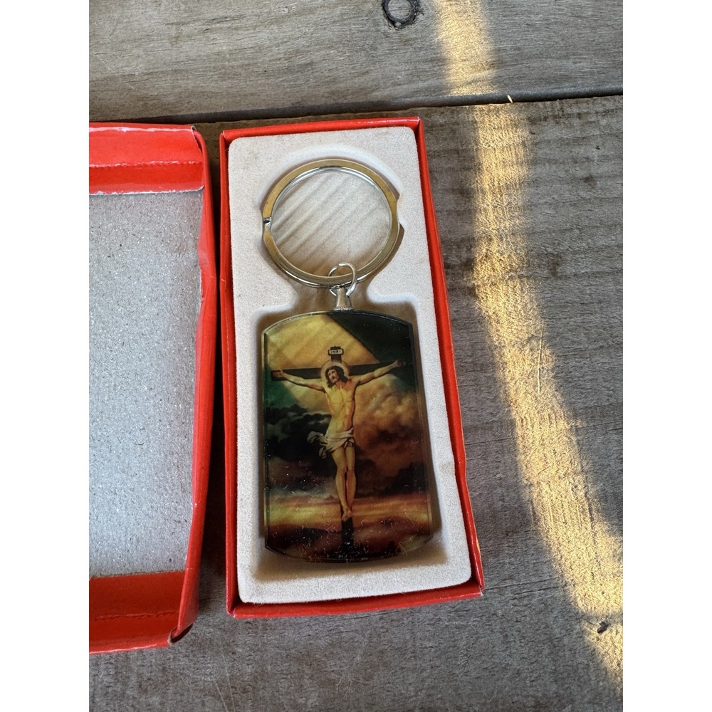 Vintage Keyring THE CRUCIFIXION OF JESUS CHRIST Keychain Ancien Porte-Clés JÉSUS